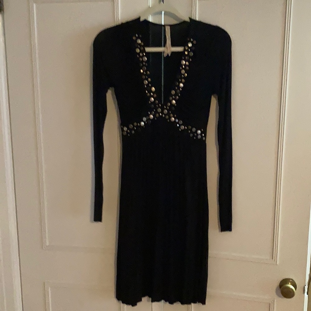 Black Bailey 44 dress. V-neck with long sleeves.